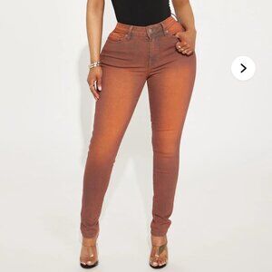 Tinted Orange Stretch Skinny Jeans